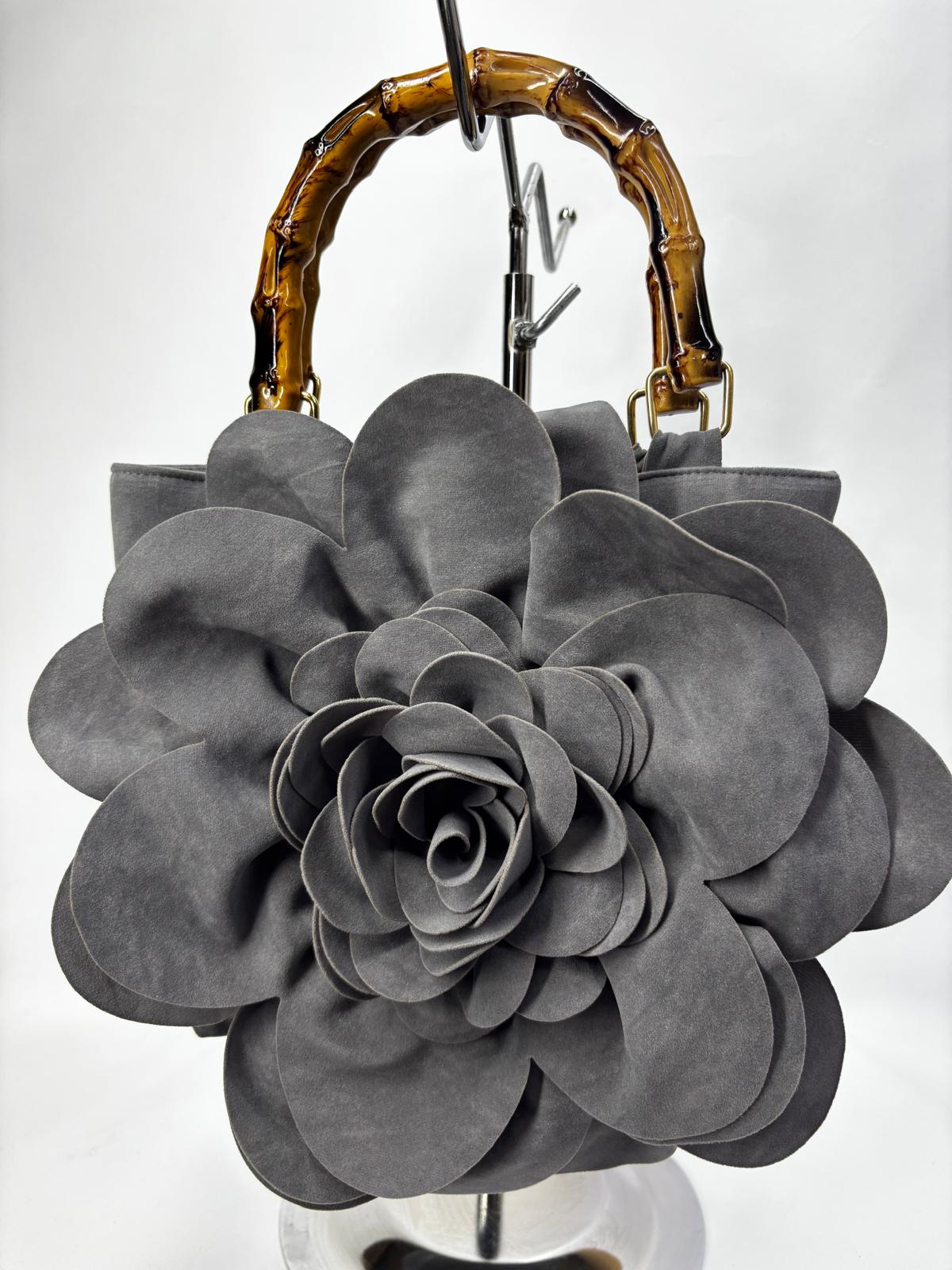 FLORA | Gri Süet Çanta