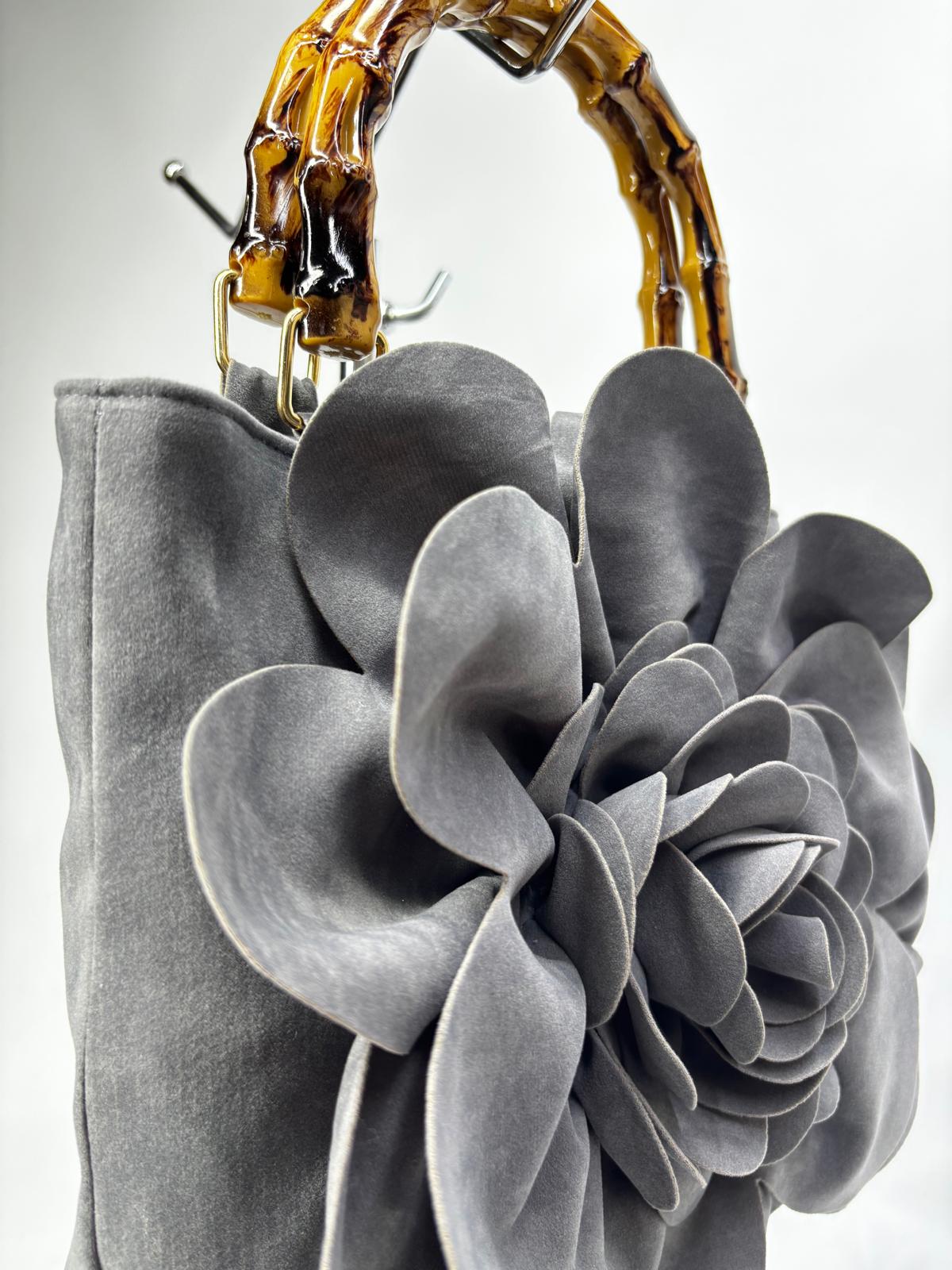 FLORA | Gri Süet Çanta